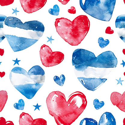 Watercolor 4th of July Pattern 14 Quilting Cotton Fabric