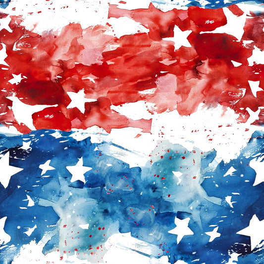 Watercolor 4th of July Pattern 16 Quilting Cotton Fabric