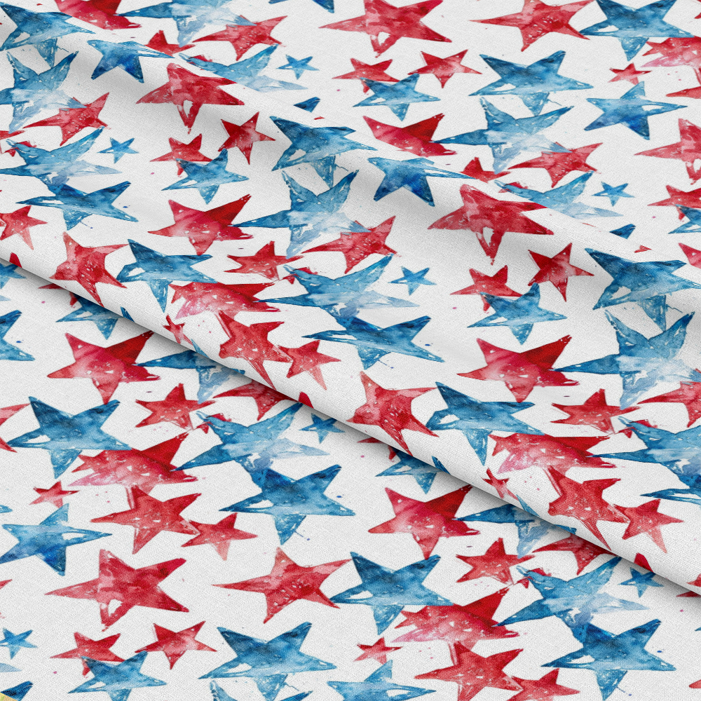 - Watercolor 4th of July Pattern 17 Quilting Cotton Fabric  
- Red and blue stars  
- Patriotic theme  
- Quilting cotton material  
- American holiday fabric  
- Hand-painted style  
- Fabric sold by the yard  
- Festive design  
- Craft and sewing textile  
- Soft and durable cloth