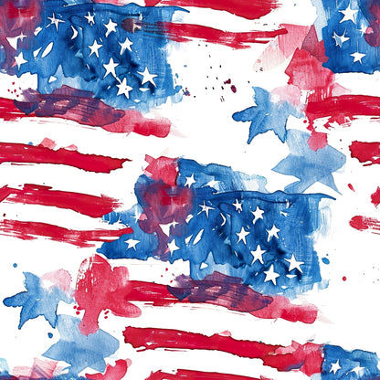 Watercolor 4th of July Pattern 2 Quilting Cotton Fabric