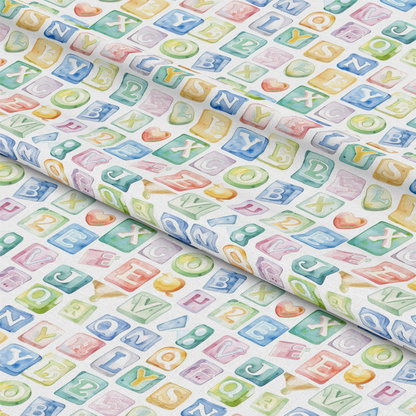 - Watercolor Baby Pattern 24 Quilting Cotton Fabric  
- pastel colors  
- alphabet blocks  
- nursery theme  
- soft hues  
- quilting cotton  
- baby shower fabric  
- playful design  
- child-friendly  
- multicolor letters  
- fabric yardage  
- sewing material