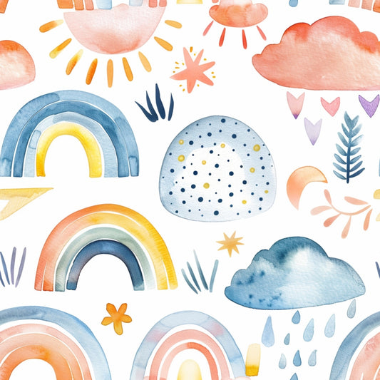 Watercolor Baby Pattern 25 Quilting Cotton Fabric