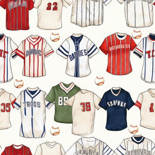 Watercolor Baseball Quilting Cotton Fabric