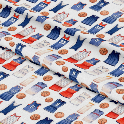 Watercolor Basketball Quilting Cotton Fabric