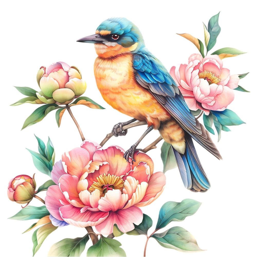 Watercolor Birds on a Branch Fabric Fabric Panel 3