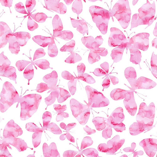 Fabric Mega Store pink watercolor butterfly print