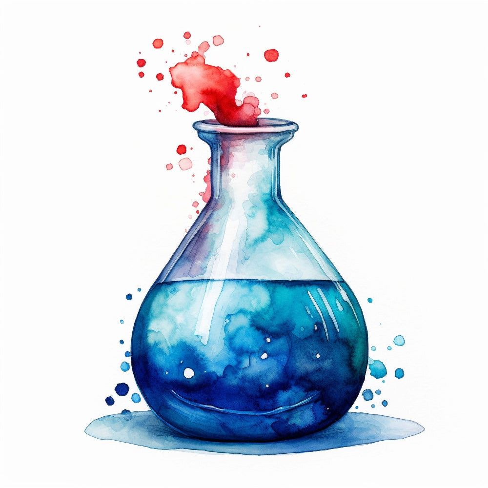 Watercolor Chemical Flask Fabric Panel 10