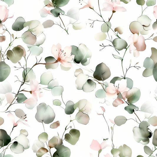 Watercolor Floral Eucalyptus Quilting Cotton Fabric