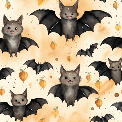 Watercolor Halloween Characters Pattern 14 Quilting Cotton Fabric