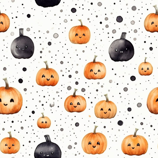 Watercolor Halloween Characters Pattern 9 Quilting Cotton Fabric