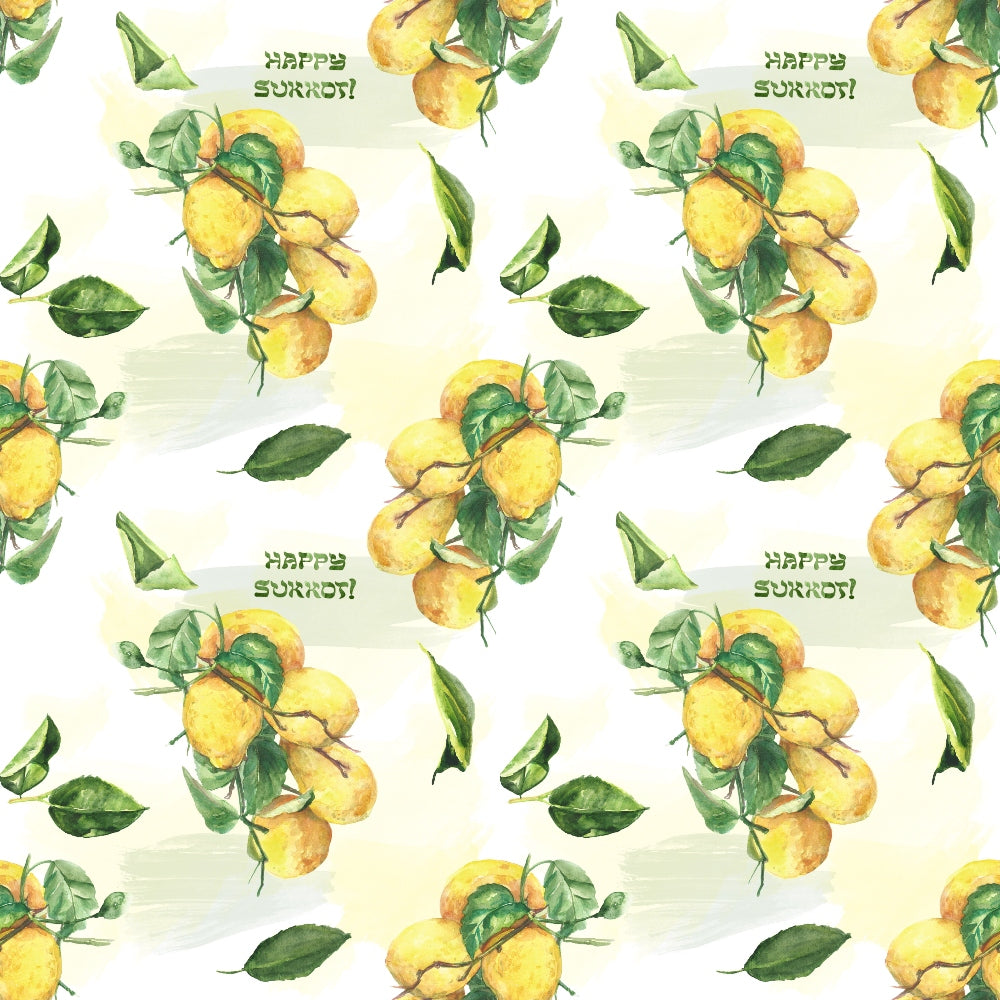 Watercolor Happy Sukkot Pattern 13 Quilting Cotton Fabric