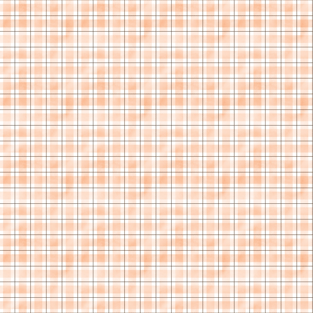 A pattern of orange and white plaid with thin black lines forming a grid.