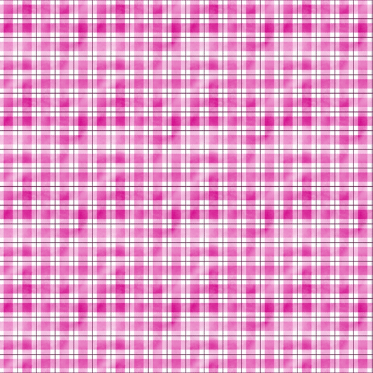 A pink and white plaid pattern with intersecting horizontal and vertical lines creating a grid-like design.