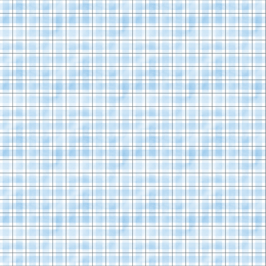 Pattern of intersecting light blue and white lines forming a plaid design on a gray background.