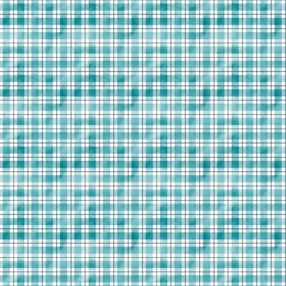 A teal and white plaid pattern featuring intersecting horizontal and vertical lines, creating a checkered design.