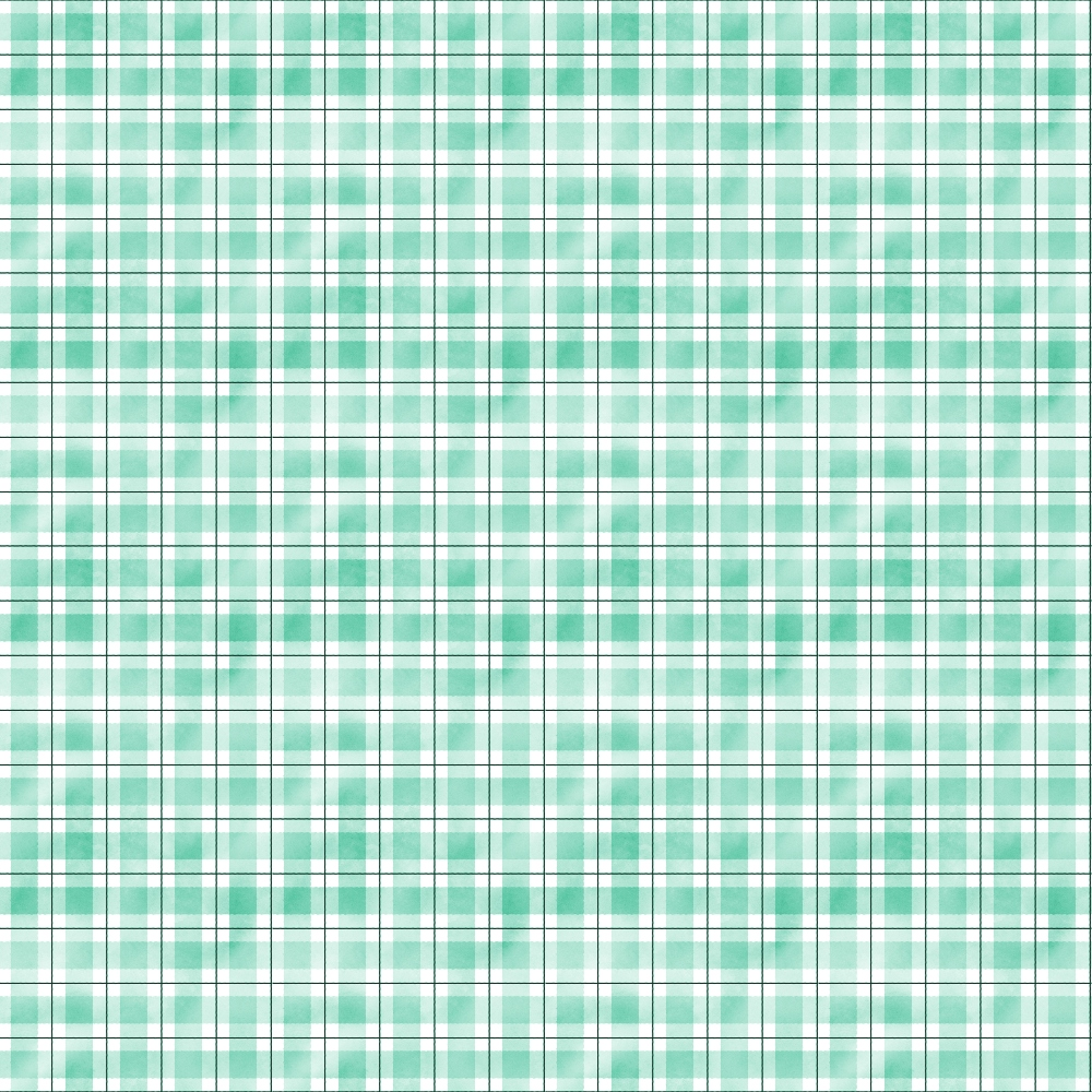 A green and white plaid pattern with thin blue lines forming a grid-like design.