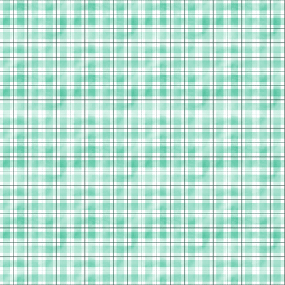 A green and white plaid pattern with thin blue lines forming a grid-like design.