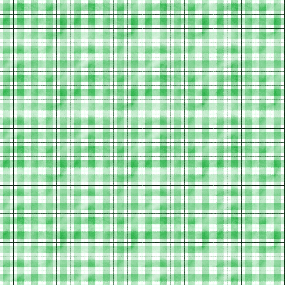 Green and white tartan plaid pattern with evenly spaced lines creating a checkered design.