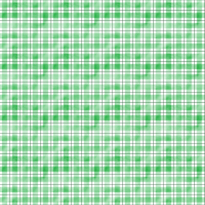 Green and white tartan plaid pattern with evenly spaced lines creating a checkered design.