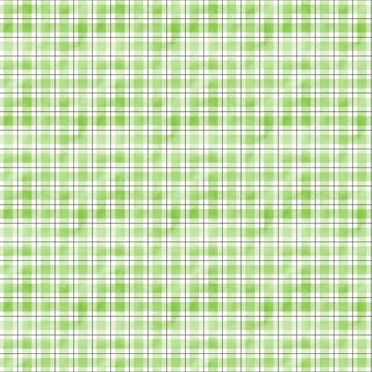 Green and white plaid pattern with evenly spaced grid lines.