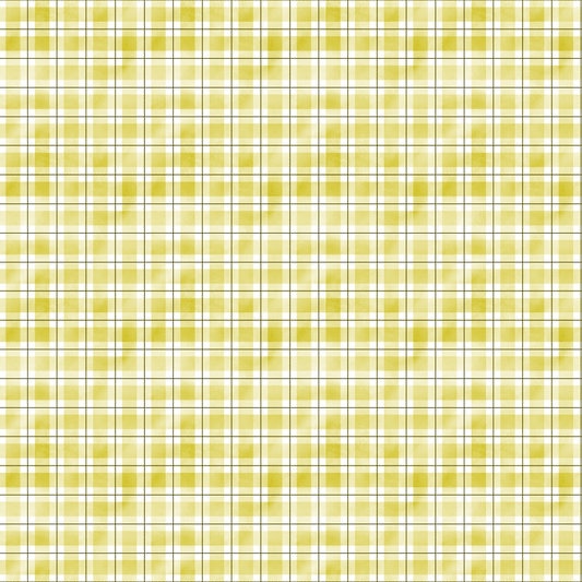 A yellow and white plaid pattern with thin gray lines intersecting on a grid.