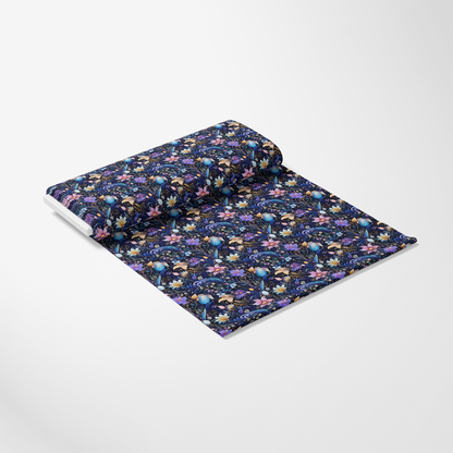- Watercolor Night Nouveau Pattern 8 Quilting Cotton Fabric  
- Floral design  
- Dark blue background  
- Purple, pink, beige, and light blue flowers  
- Quilting cotton textile  
- Artistic fabric  
- Decorative cloth  
- Soft cotton material  
- Elegant quilting fabric  
- Nighttime inspired colors