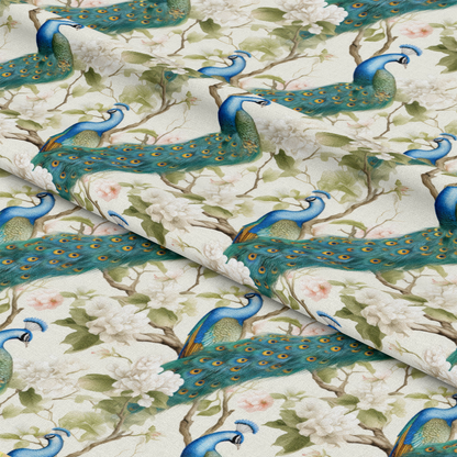 Watercolor Peacocks Pattern 6 Quilting Cotton Fabric