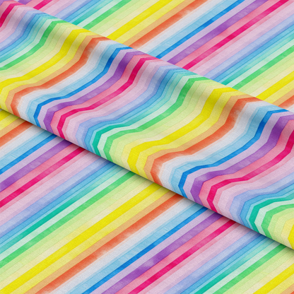 Watercolor Rainbow Stripes Pattern 10 Quilting Cotton Fabric