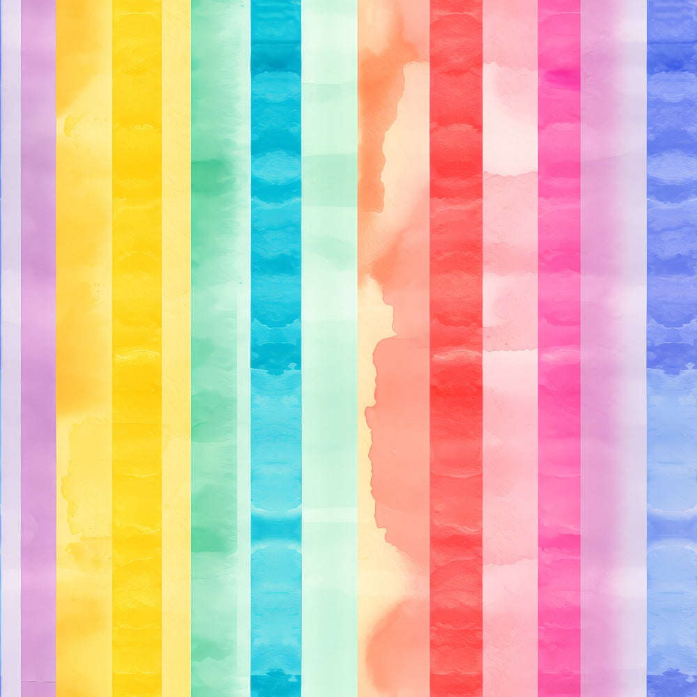 Watercolor Rainbow Stripes Pattern 11 Quilting Cotton Fabric