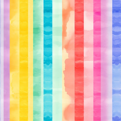 Watercolor Rainbow Stripes Pattern 11 Quilting Cotton Fabric