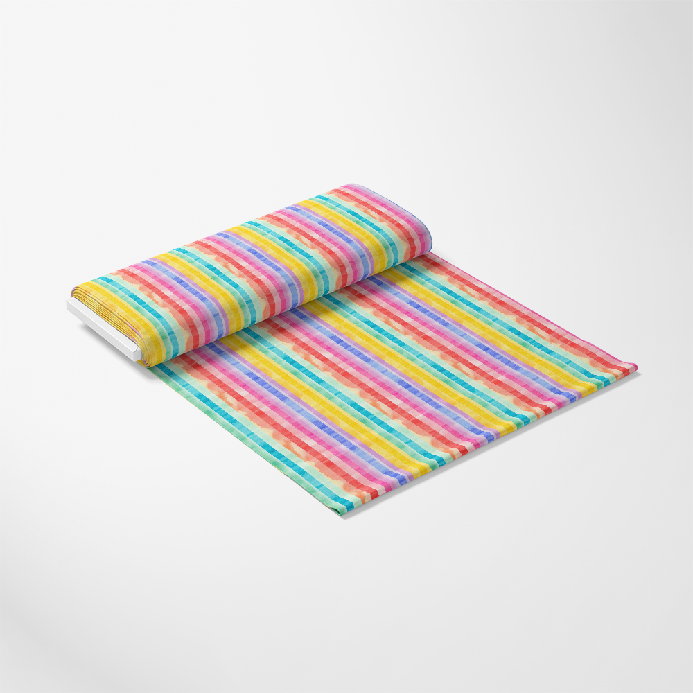 Watercolor Rainbow Stripes Pattern 11 Quilting Cotton Fabric