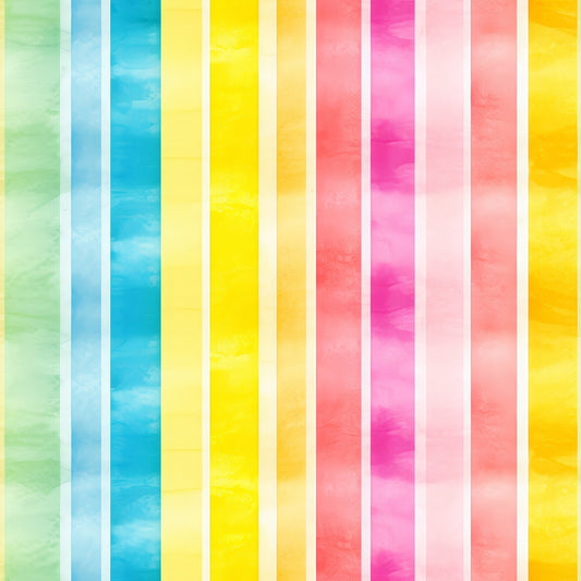 Watercolor Rainbow Stripes Pattern 12 Quilting Cotton Fabric