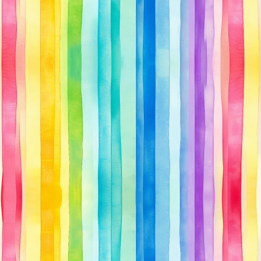 Watercolor Rainbow Stripes Pattern 3 Quilting Cotton Fabric