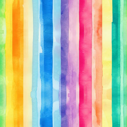 Watercolor Rainbow Stripes Pattern 4 Quilting Cotton Fabric