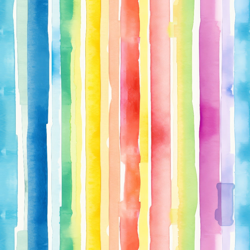 Watercolor Rainbow Stripes Pattern 5 Quilting Cotton Fabric