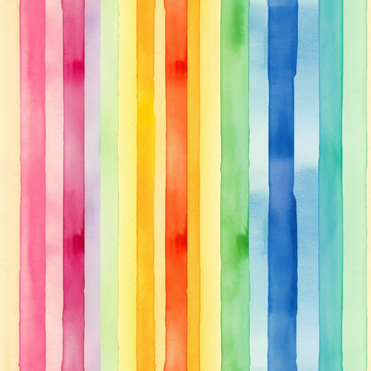 Watercolor Rainbow Stripes Pattern 6 Quilting Cotton Fabric