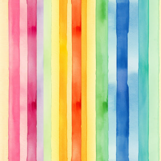 Watercolor Rainbow Stripes Pattern 6 Quilting Cotton Fabric