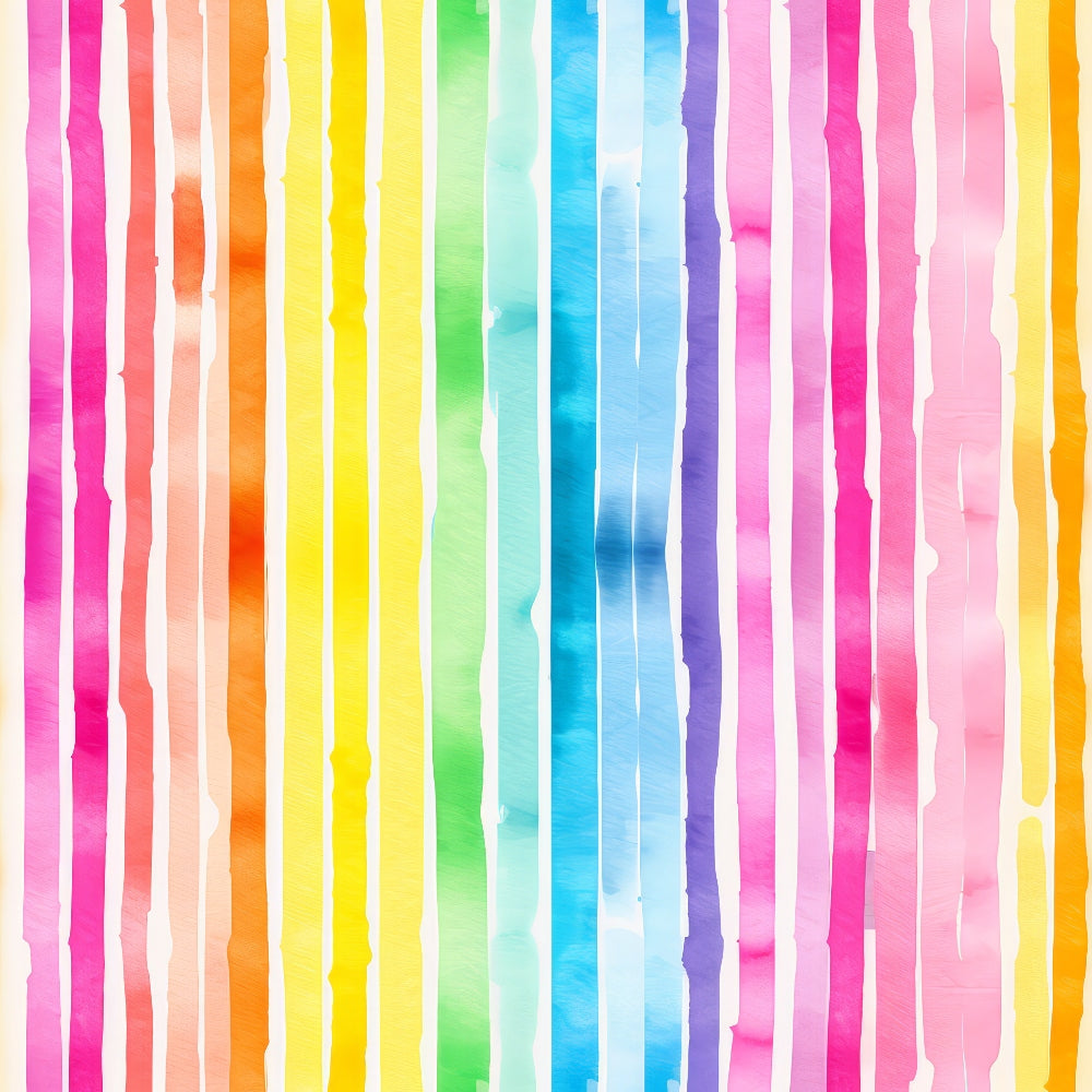 Watercolor Rainbow Stripes Pattern 7 Quilting Cotton Fabric