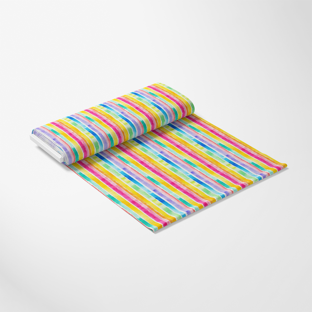 Watercolor Rainbow Stripes Pattern 8 Quilting Cotton Fabric