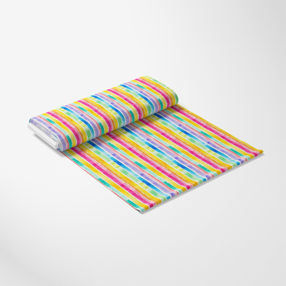 Watercolor Rainbow Stripes Pattern 8 Quilting Cotton Fabric
