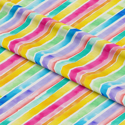 Watercolor Rainbow Stripes Pattern 8 Quilting Cotton Fabric