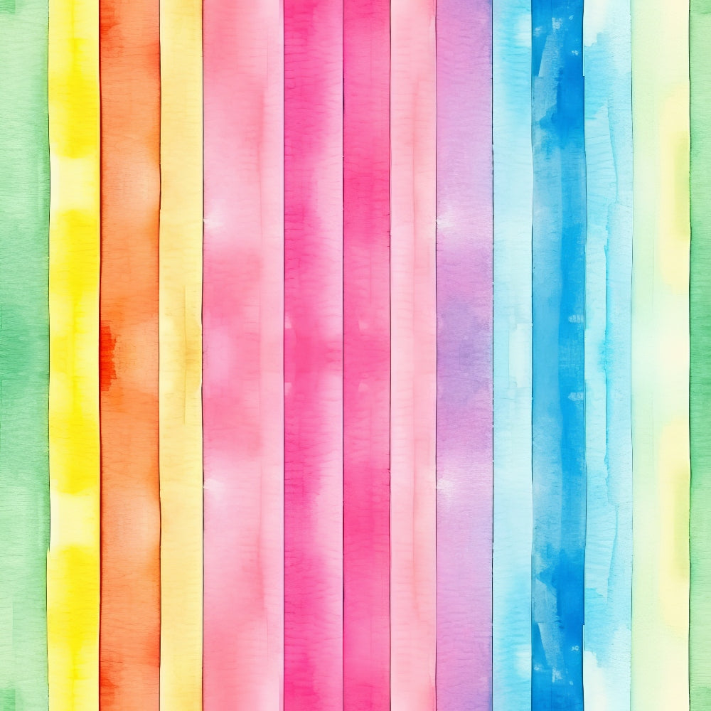 Watercolor Rainbow Stripes Pattern 9 Quilting Cotton Fabric