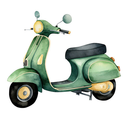 Watercolor Scooter Fabric Panel
