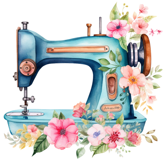 Watercolor Sewing Machines Fabric Panel 1
