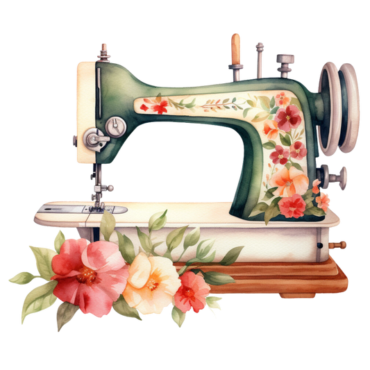 Watercolor Sewing Machines Fabric Panel 6