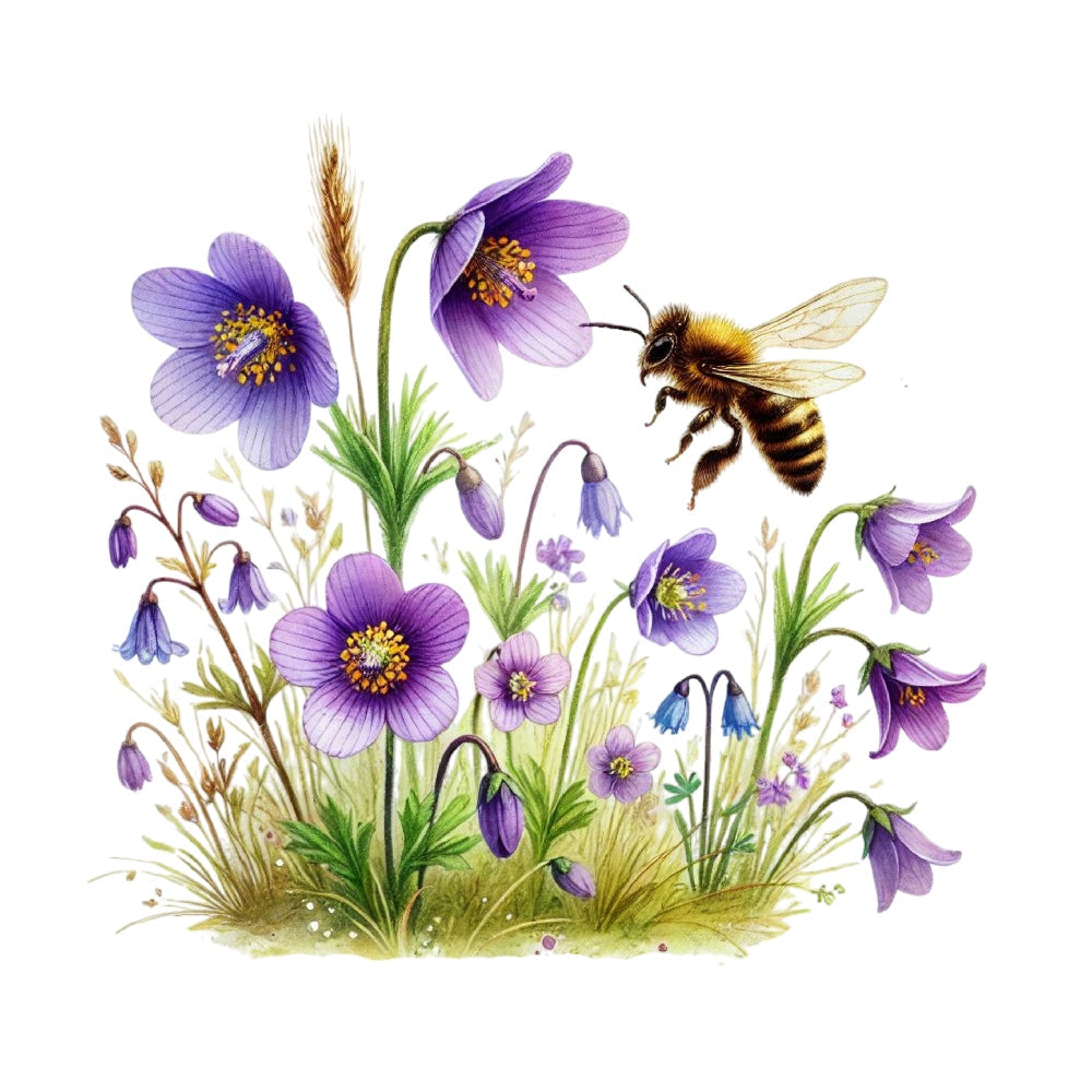 Watercolor Spring Bees Fabric Panel 13 – FabricMegaStore.com