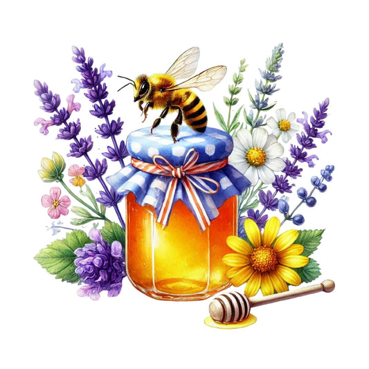 Watercolor Spring Bees Fabric Panel 7