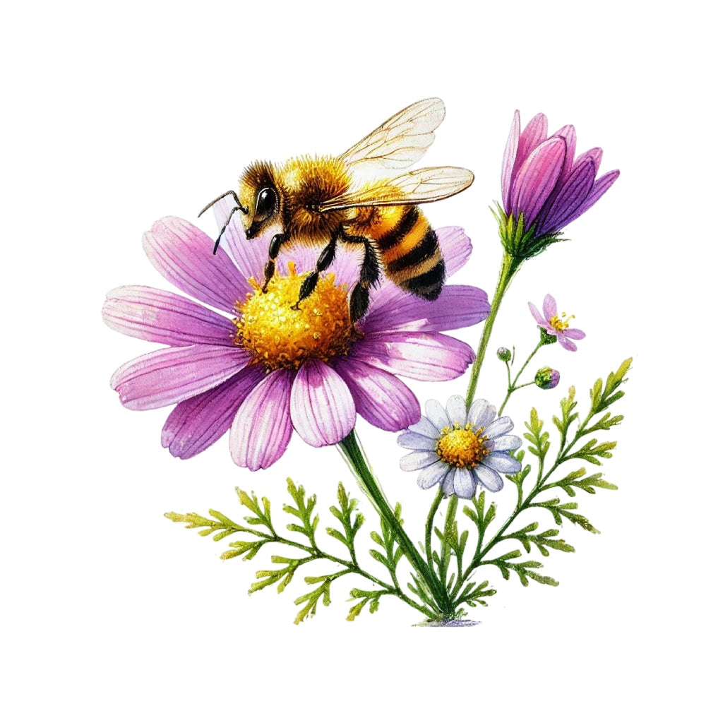 Watercolor Spring Bees Fabric Panel 8