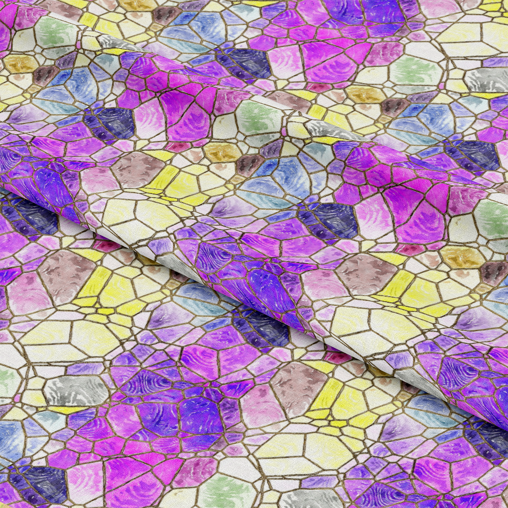 Watercolor Stained Glass Pattern 4 Quilting Cotton Fabric