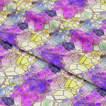 Watercolor Stained Glass Pattern 4 Quilting Cotton Fabric